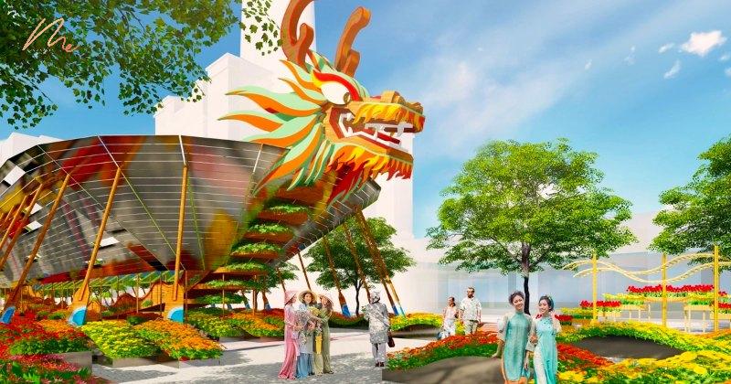 Hình ảnh dự kiến đường hoa Tết 2024 tại phố đi bộ Nguyễn Huệ
